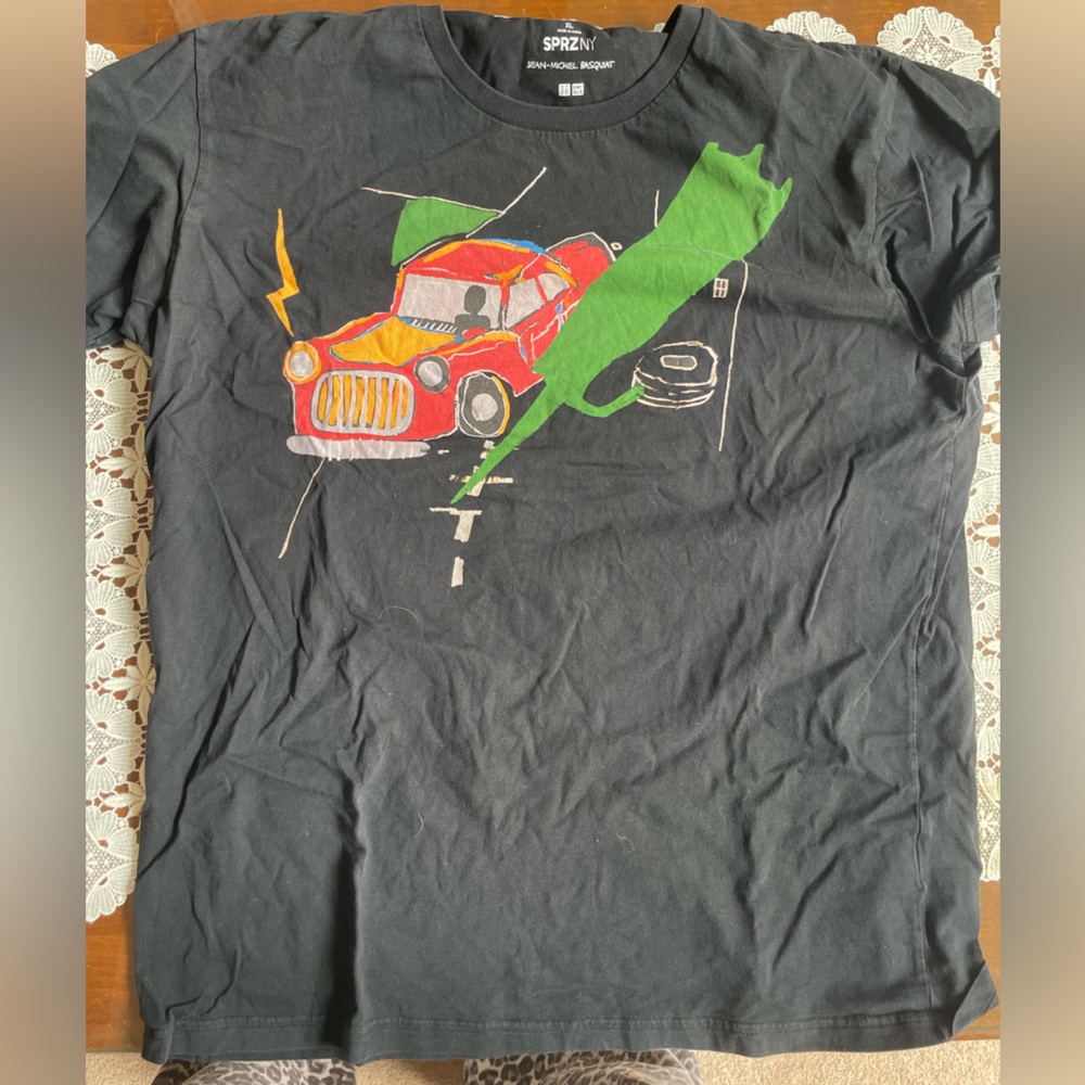 Uniqlo Black Graphic T-Shirt with Red Car Design